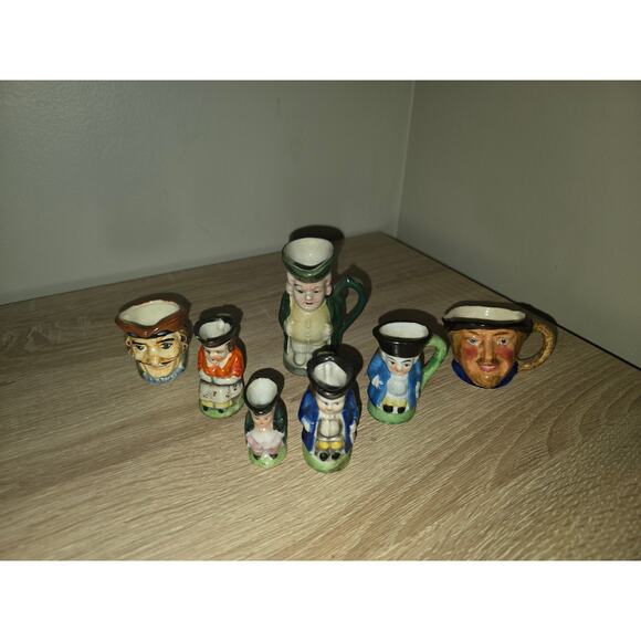 Mega Lot of 7 Toby Mugs From Japan & Occupied Japan Figurines - Picture 1 of 6